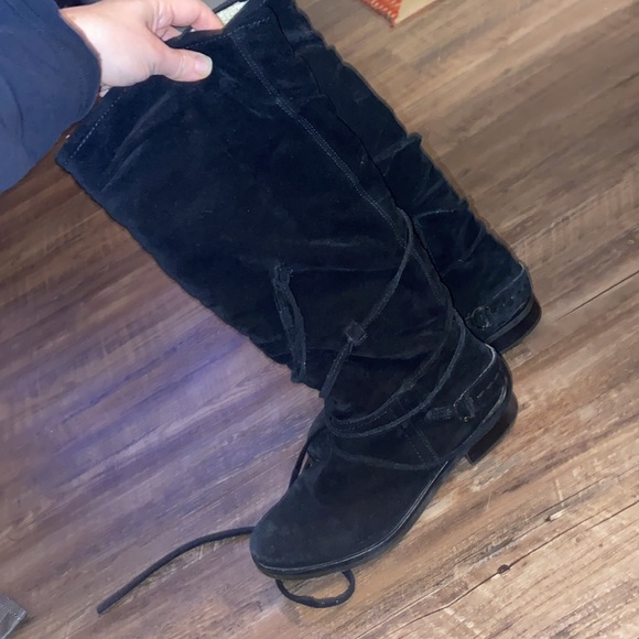 Aldo wrap around tie up suede fleece lined knee high boots - Picture 3 of 8